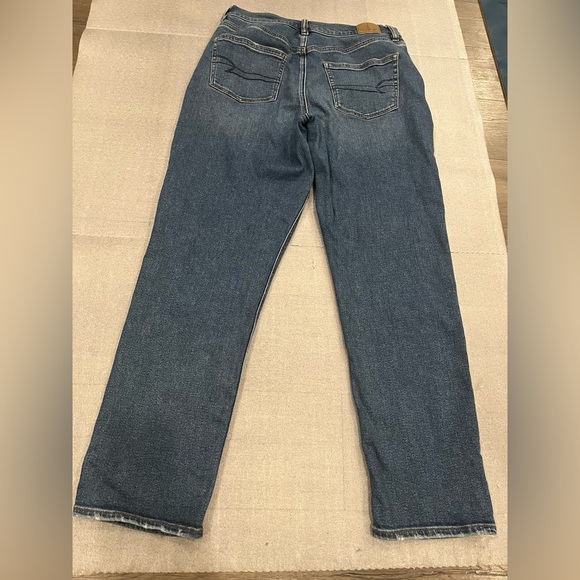 [US10L]American Eagle Stretch Mom Jeans Button Fly Classic Blue Denim Jeans - Picture 8 of 10